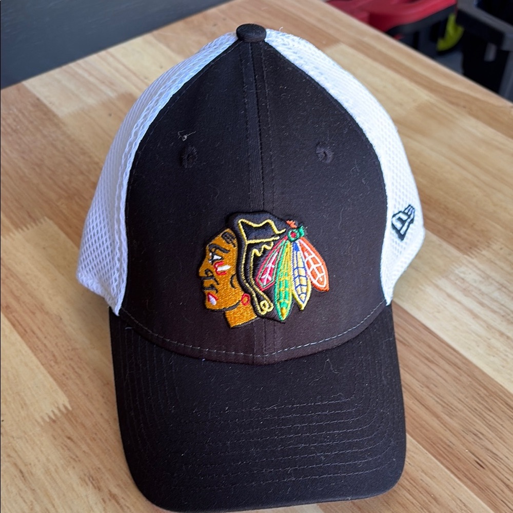 New Era Black and White Chicago Blackhawks Cap